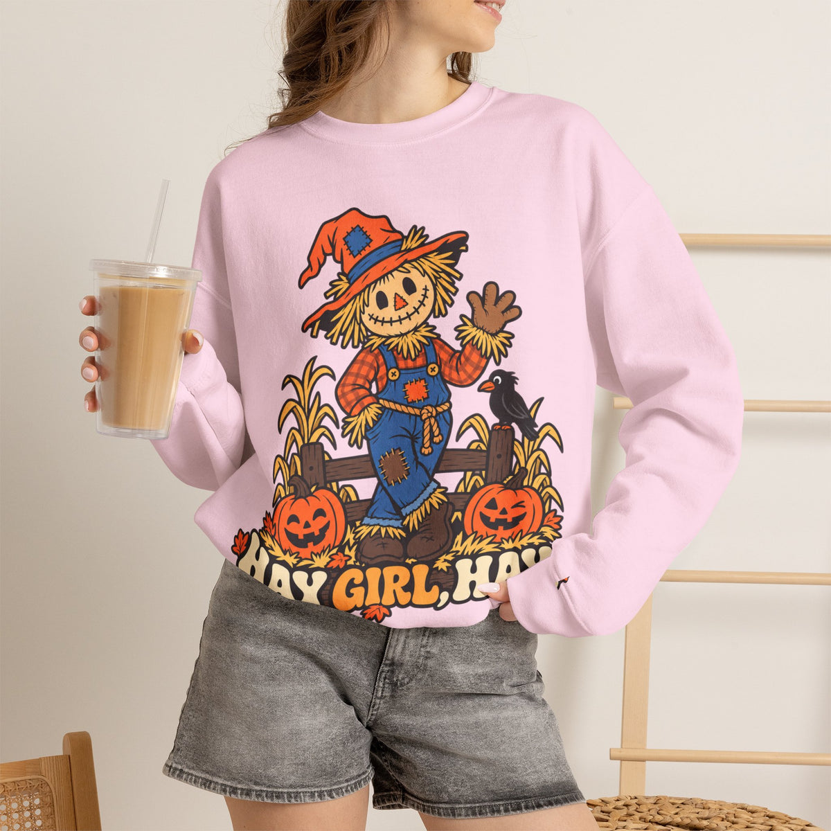 Hay Girl, Hay Scarecrow Crewneck Sweatshirt