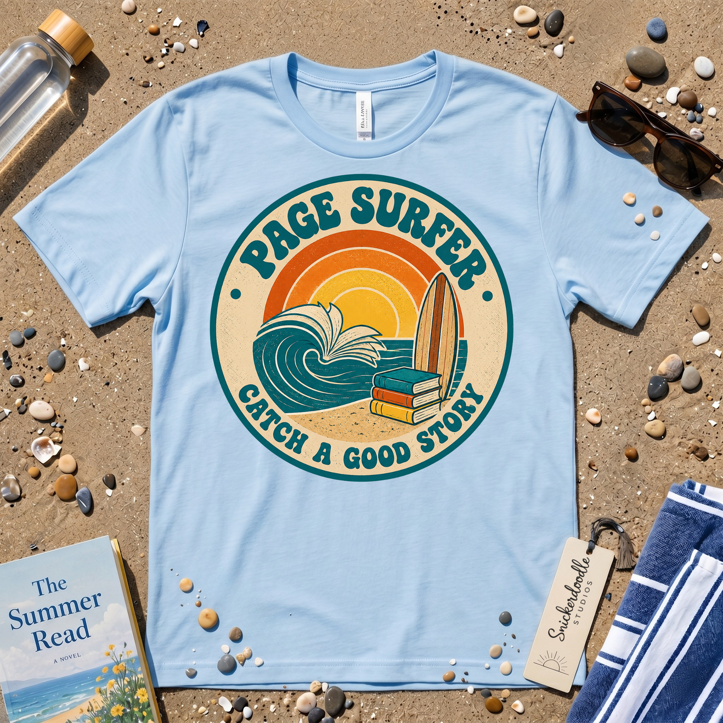 Retro Page Surfer: Catch a Good Story Graphic T-Shirt