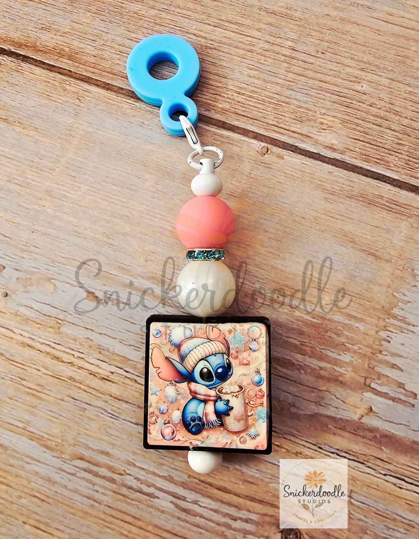 Blue Alien Straw Charm