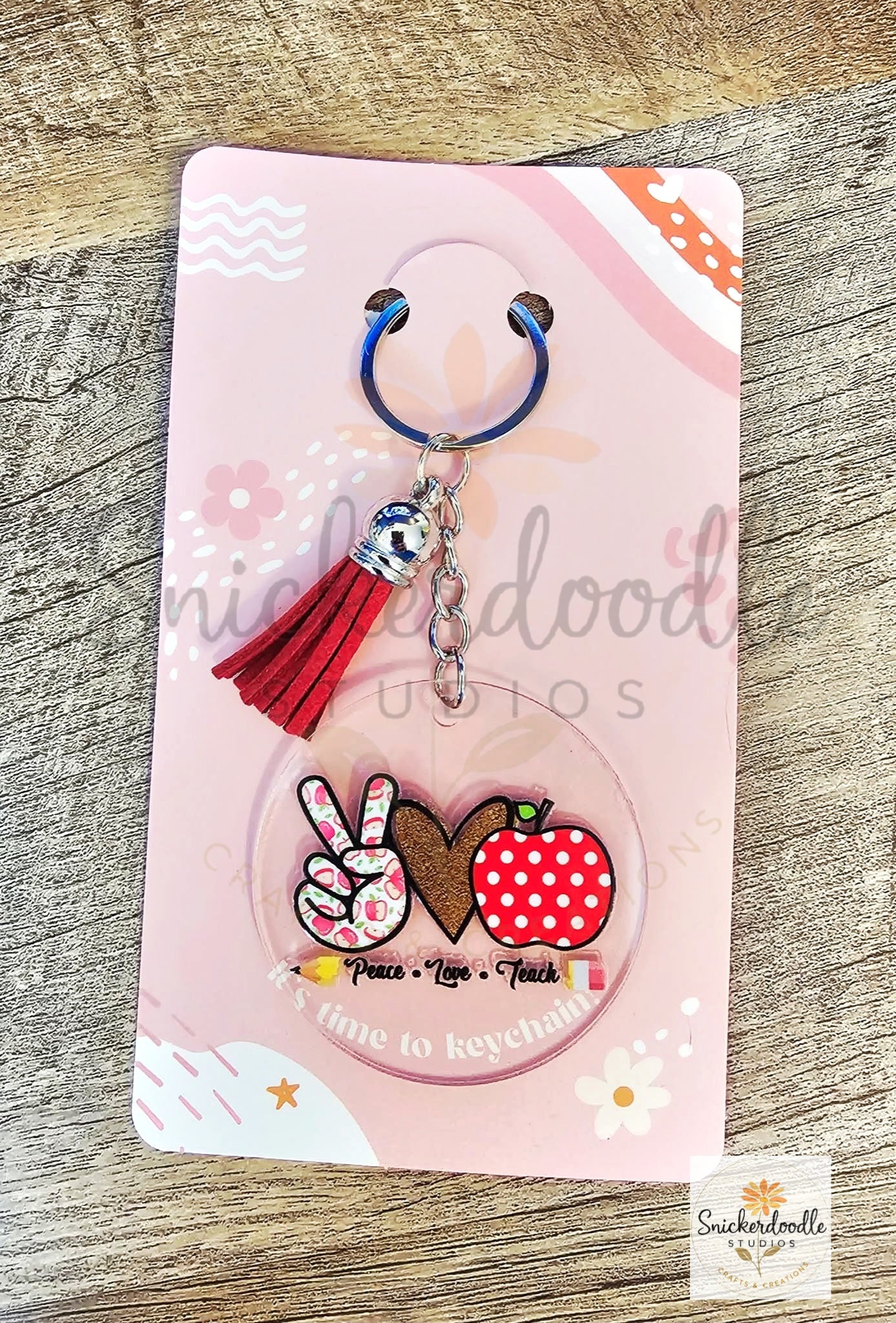 Peace Love Teach Acrylic Keychain