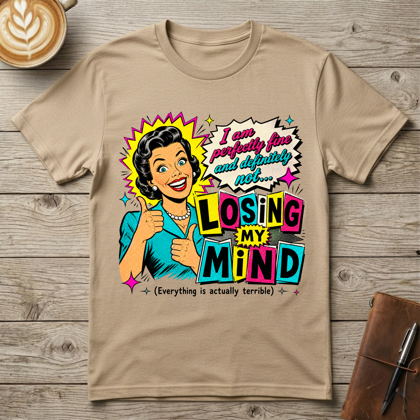 Losing My Mind Retro Pop Art Graphic T‑Shirt