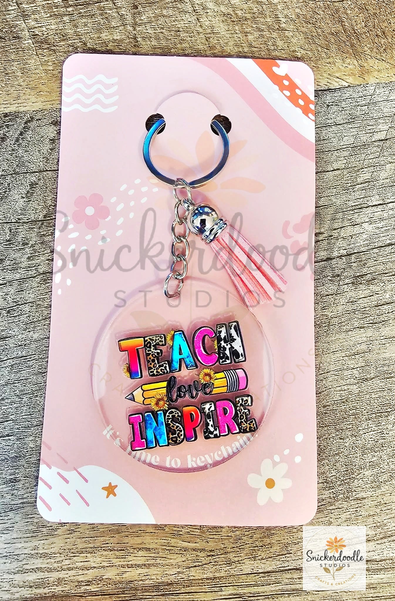 Teach Love Inspire Leopard Acrylic Keychain