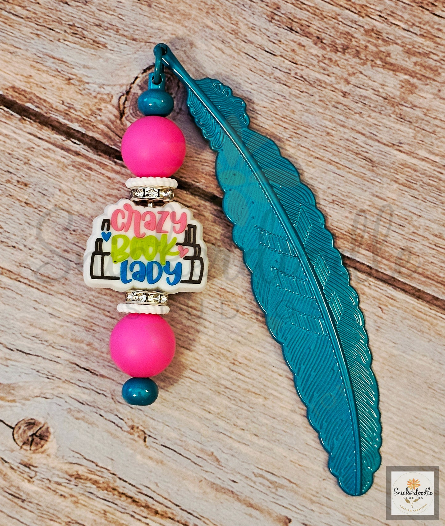 Crazy Book Lady Metal Feather Bookmark