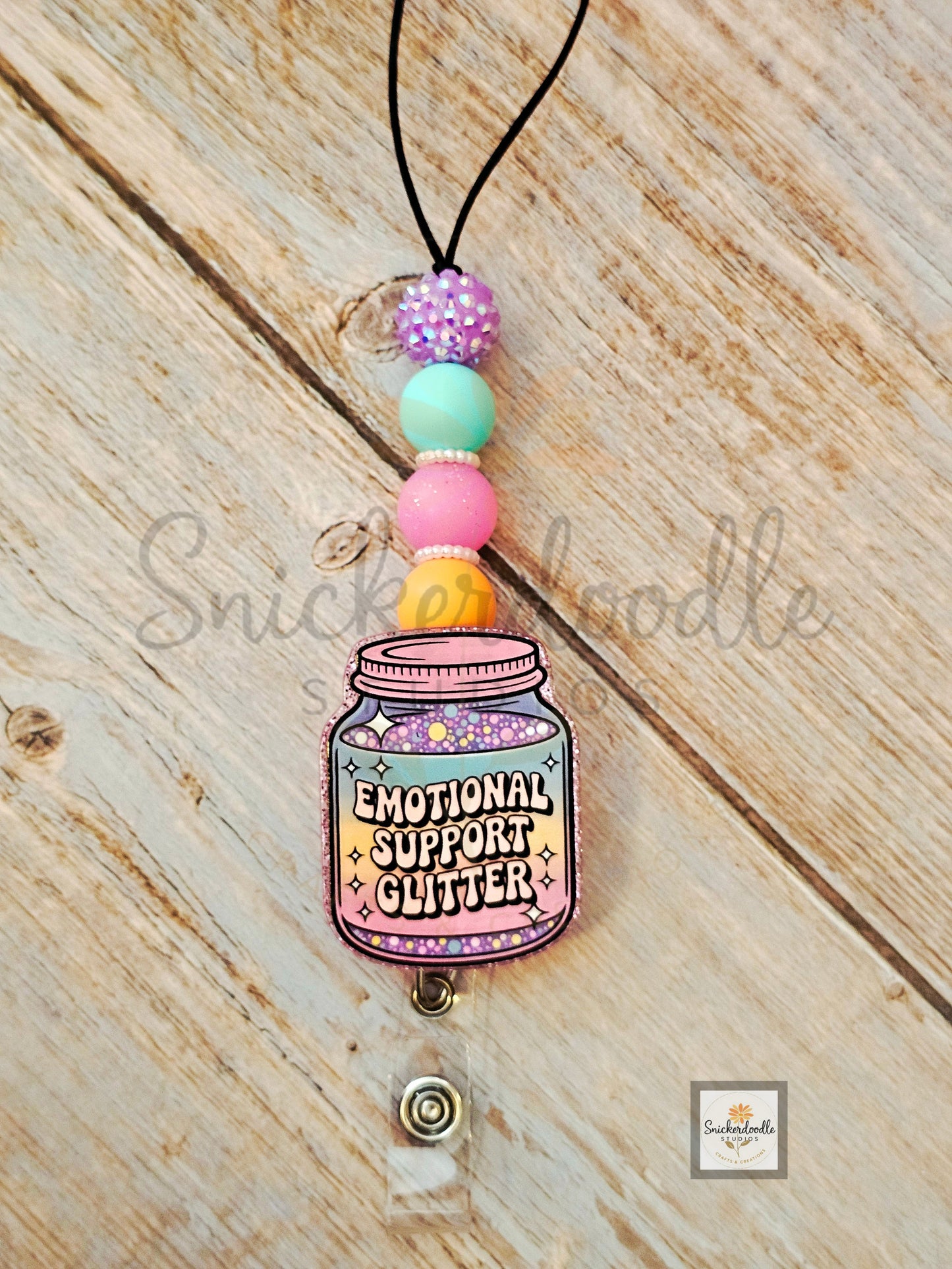 Emotional Support Glitter Lanyard