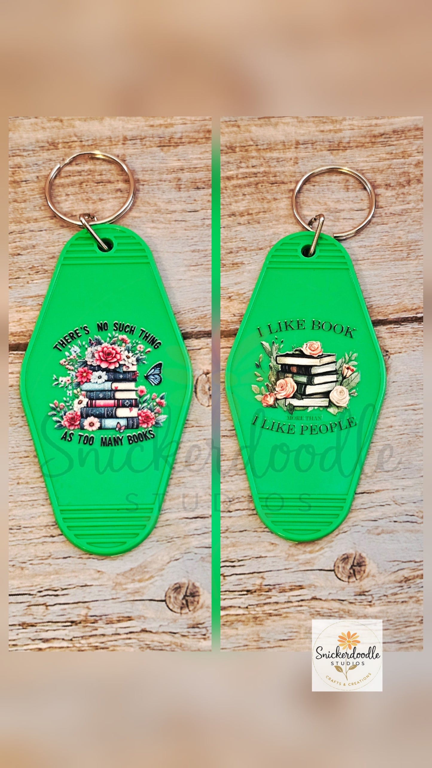 Too Many Books Motel Keychain