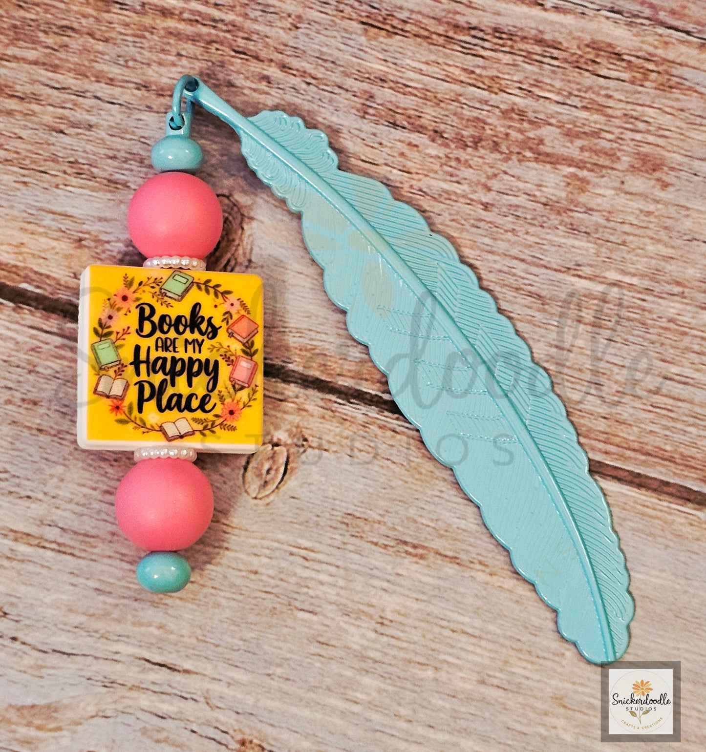 Books Are My Happy Place Metal Feather Bookmark
