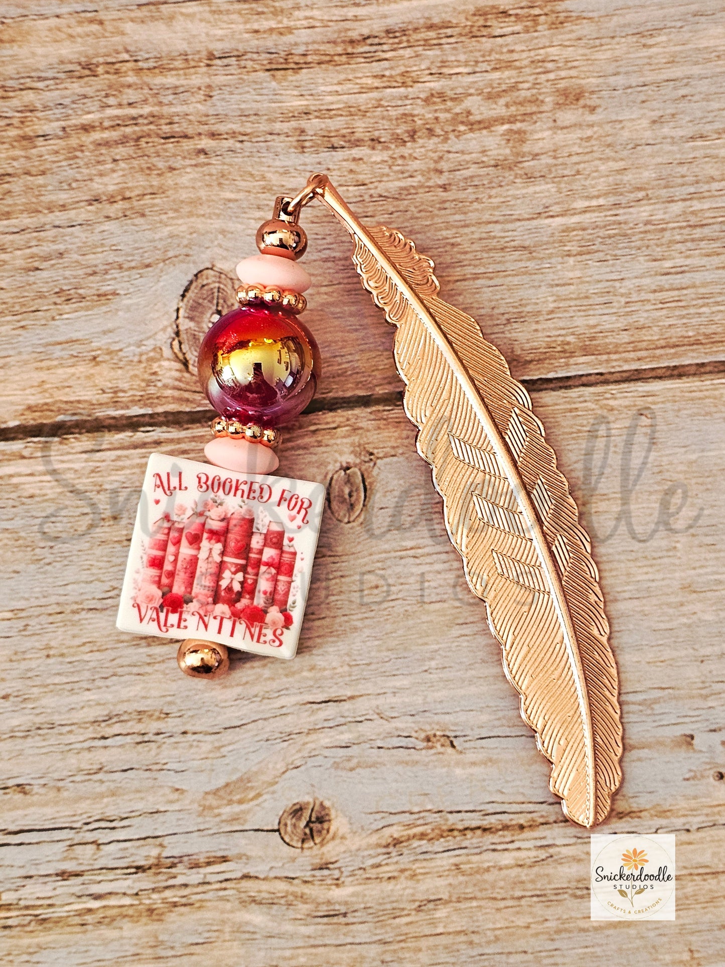 Booked for Valentine's Feather Bookmark