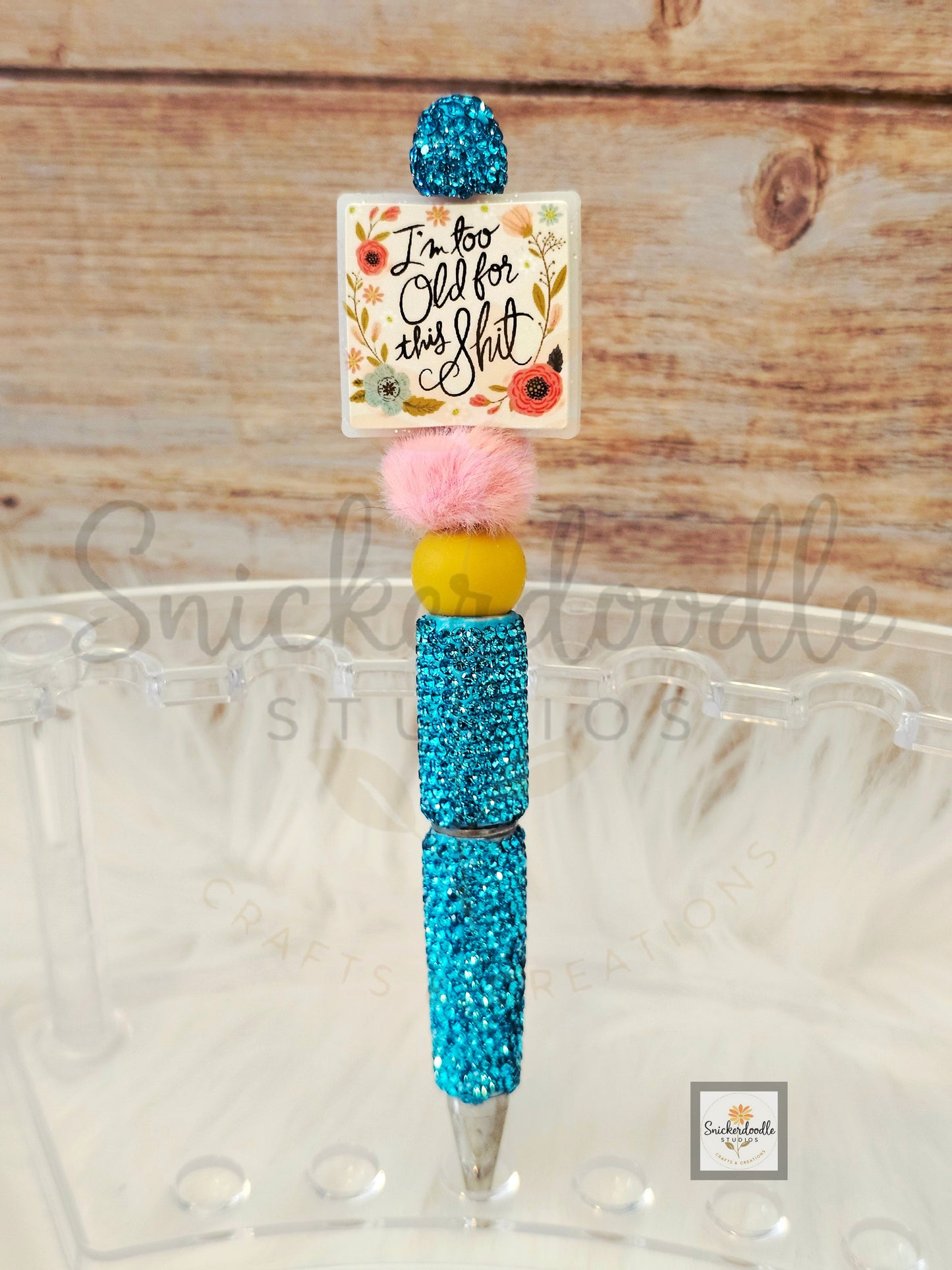 Too Old Blingy Blue Pen