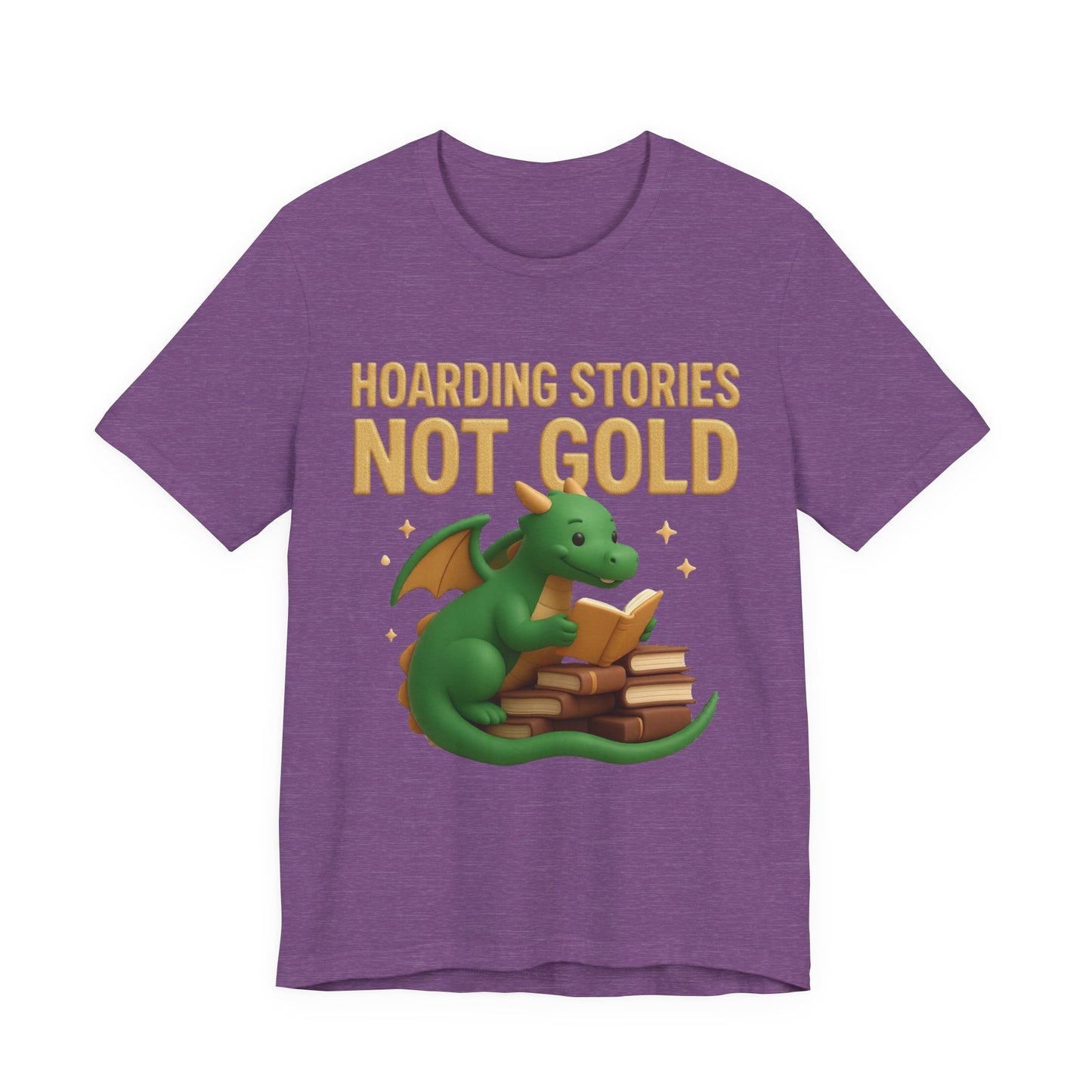 Book Dragon "Hoarding Stories Not Gold" 3D Art Graphic T-Shirt