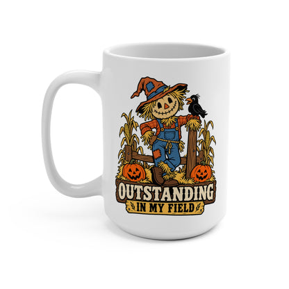 "Outstanding in My Field" Halloween Scarecrow Ceramic Mug 15oz