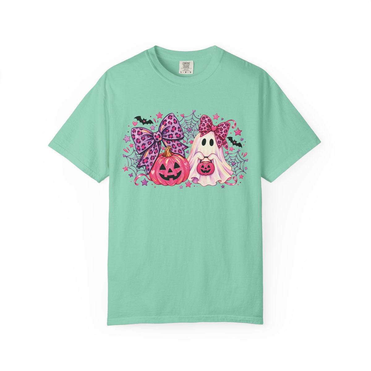 Pink Halloween Ghost & Pumpkin Graphic T-Shirt