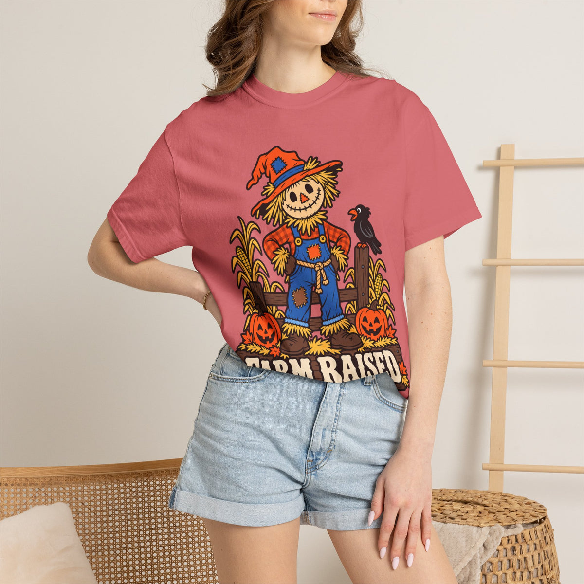 Farm Raised Scarecrow Pumpkin Patch Graphic T-Shirt