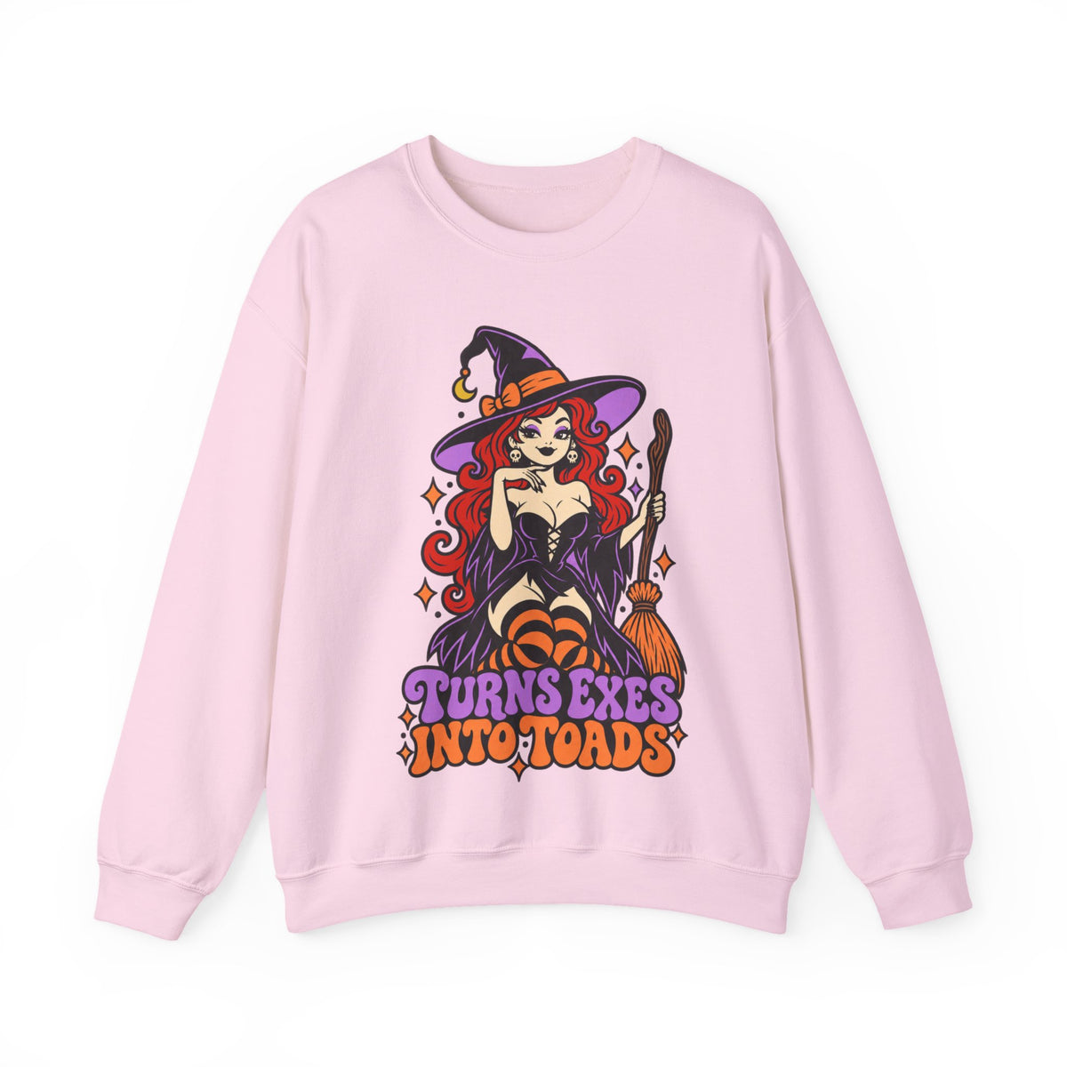 Witchy Crewneck Sweatshirt — "Turns Exes Into Toads" Halloween Graphic