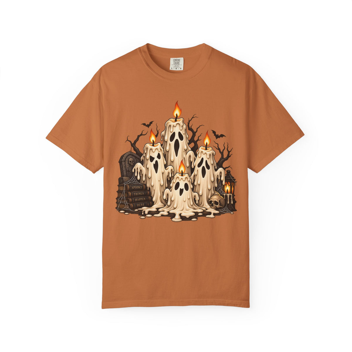 Melting Ghost Candle Halloween Graphic T-Shirt