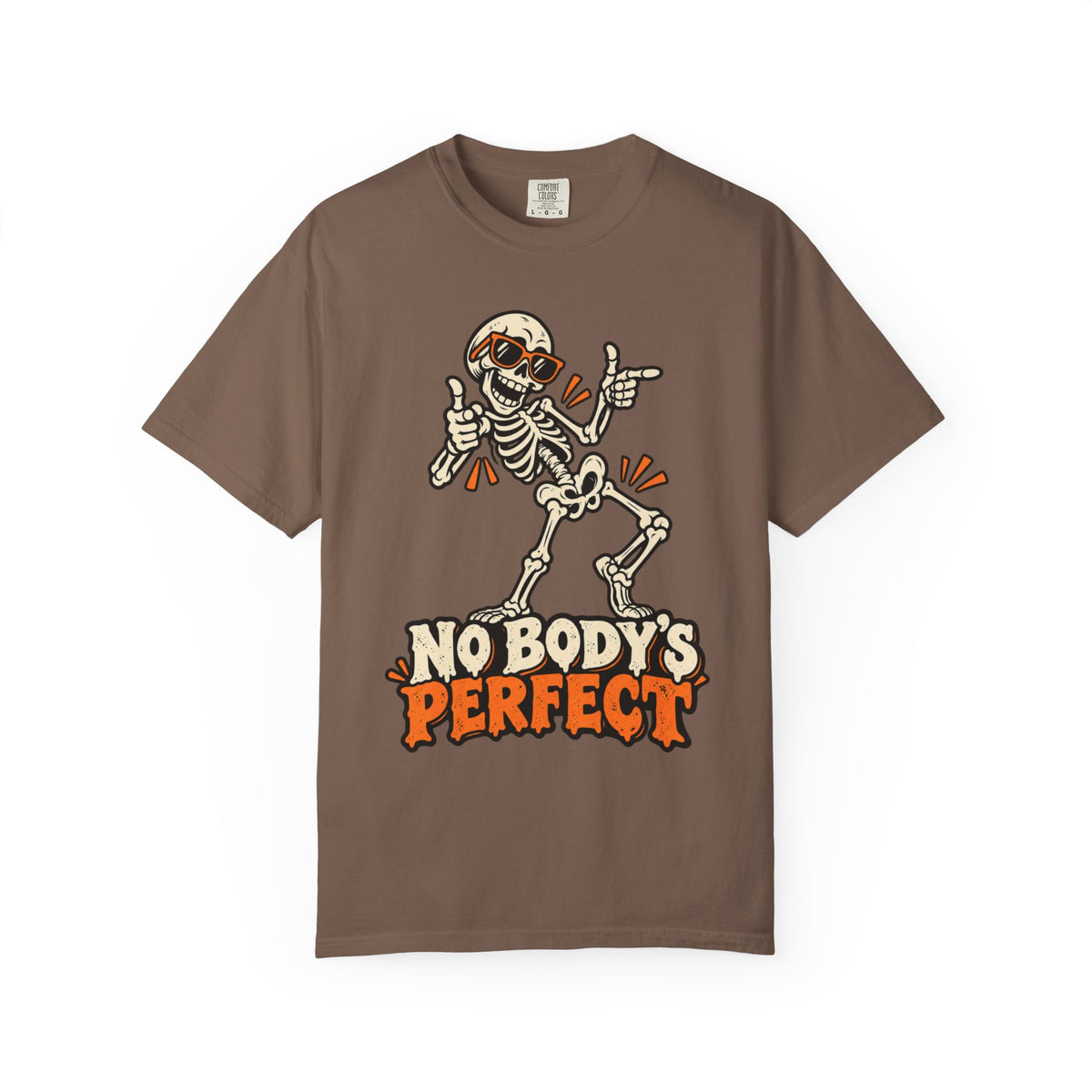 Skeleton "No Body's Perfect" Halloween Graphic T-Shirt