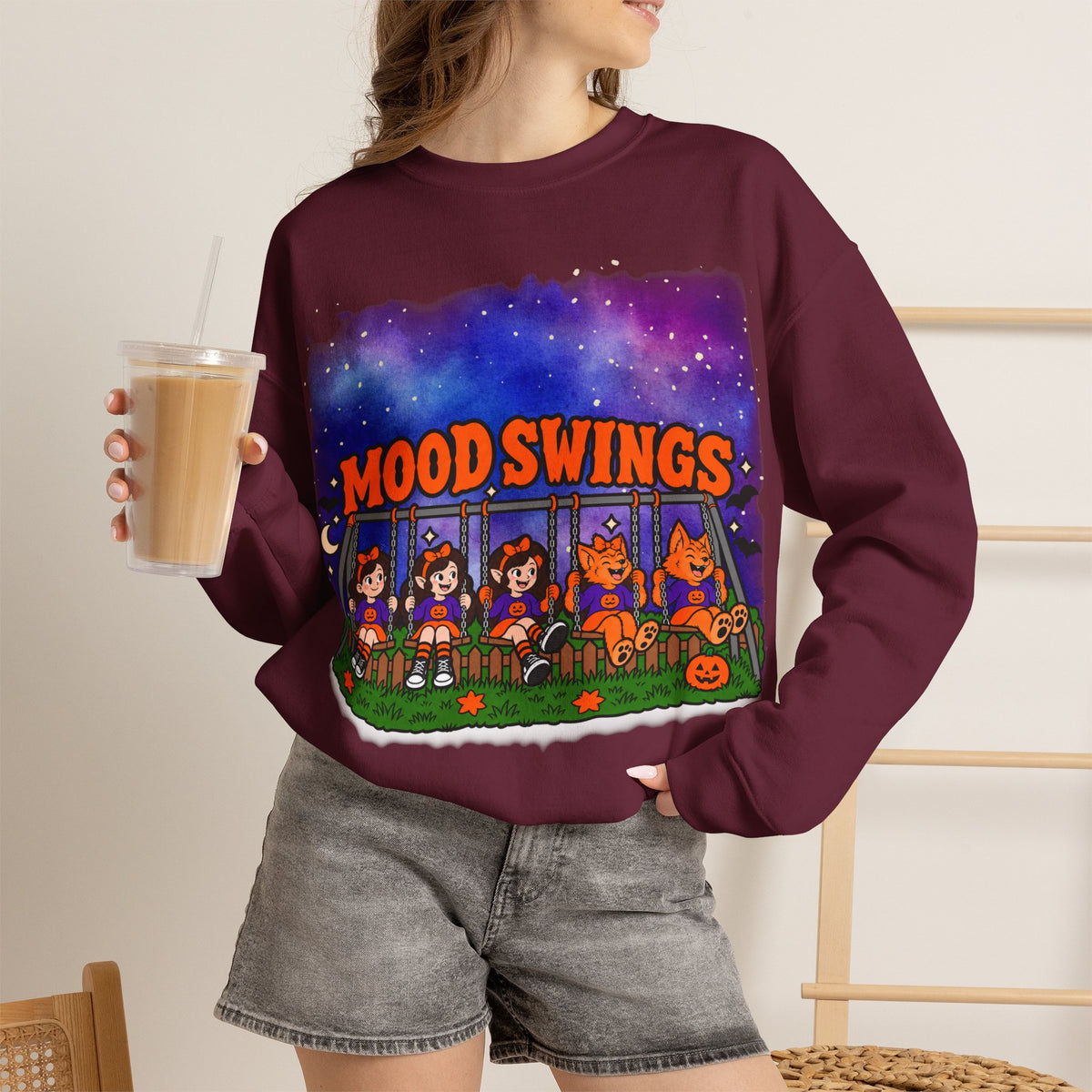 Mood Swings Werewolf Halloween Crewneck Sweatshirt