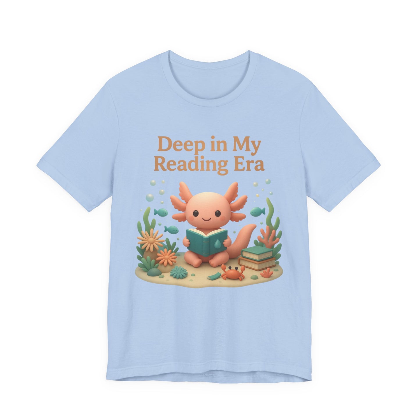 Axolotl "Deep in My Reading Era" 3D Art Graphic T-Shirt