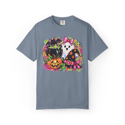 Cute Halloween Ghost, Pumpkin, Witch Hat & Cauldron Graphic T-Shirt
