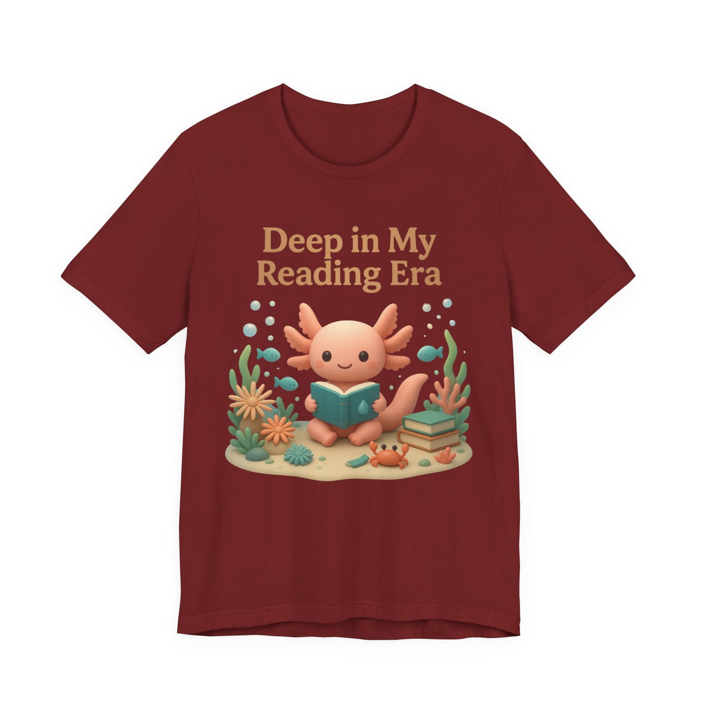 Axolotl "Deep in My Reading Era" 3D Art Graphic T-Shirt