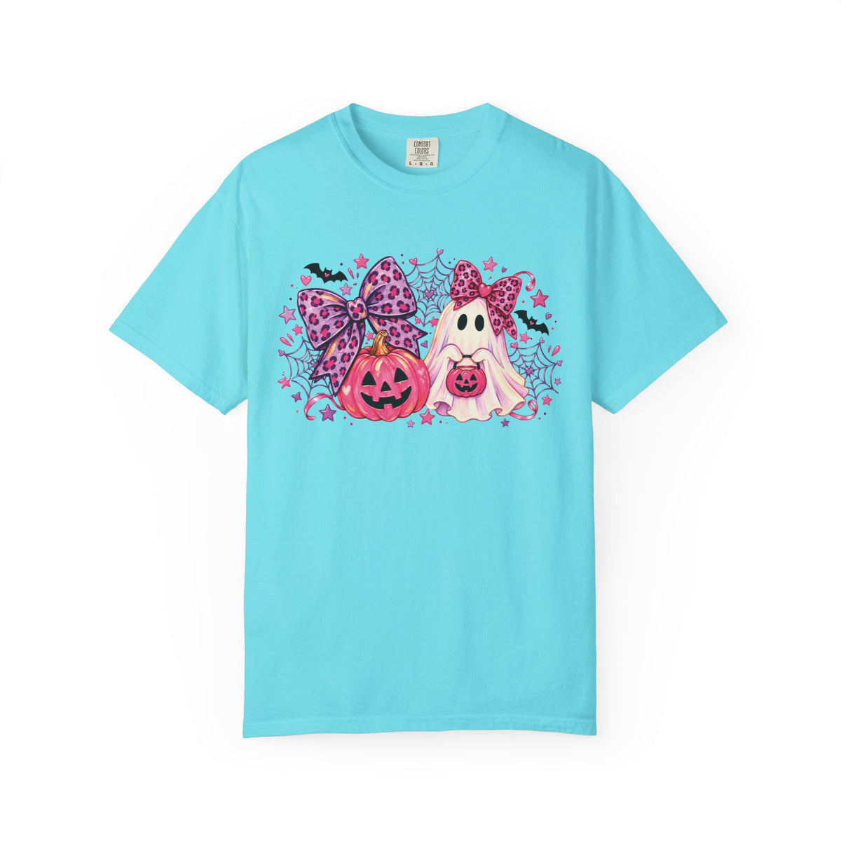 Pink Halloween Ghost & Pumpkin Graphic T-Shirt