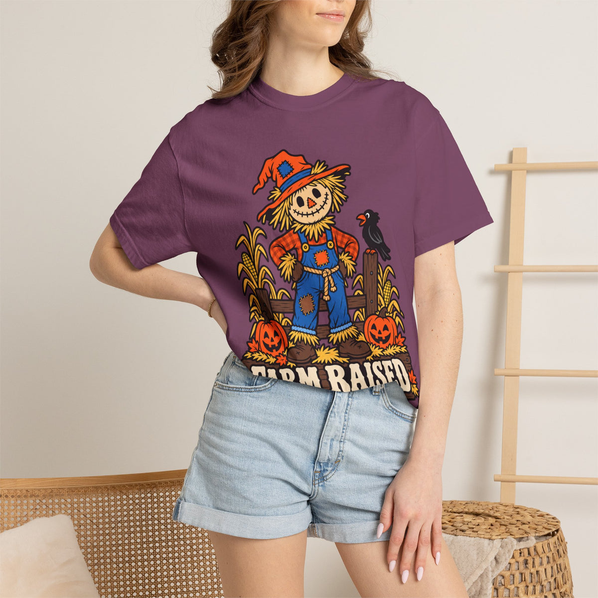 Farm Raised Scarecrow Pumpkin Patch Graphic T-Shirt