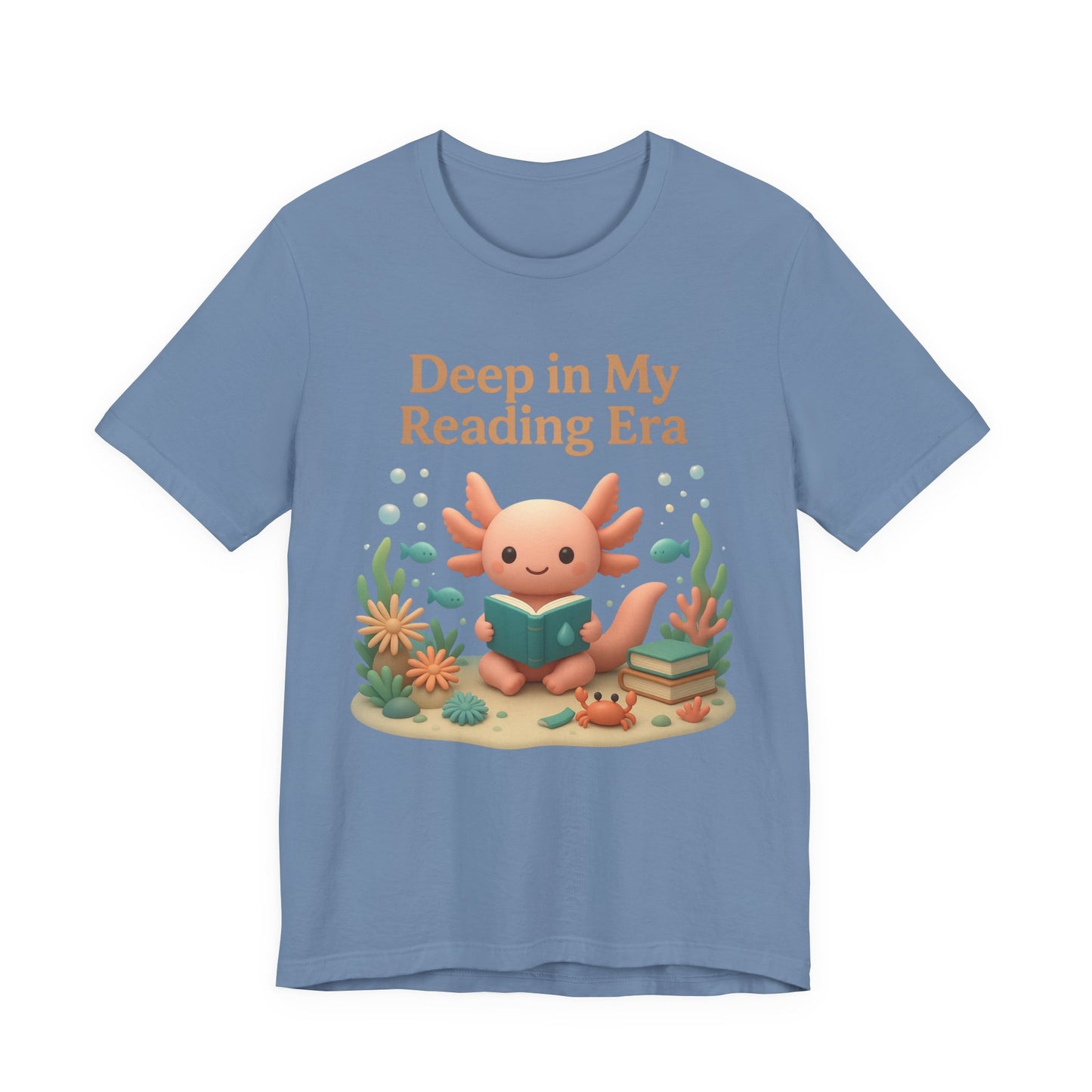 Axolotl "Deep in My Reading Era" 3D Art Graphic T-Shirt