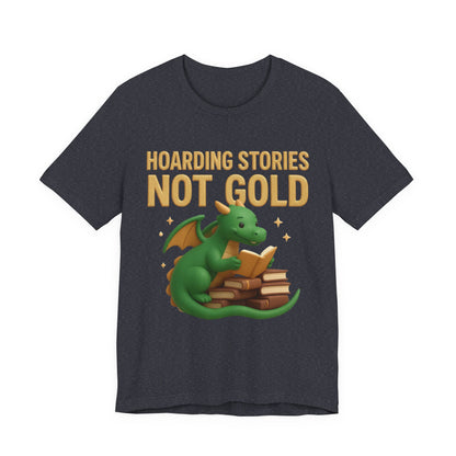 Book Dragon "Hoarding Stories Not Gold" 3D Art Graphic T-Shirt