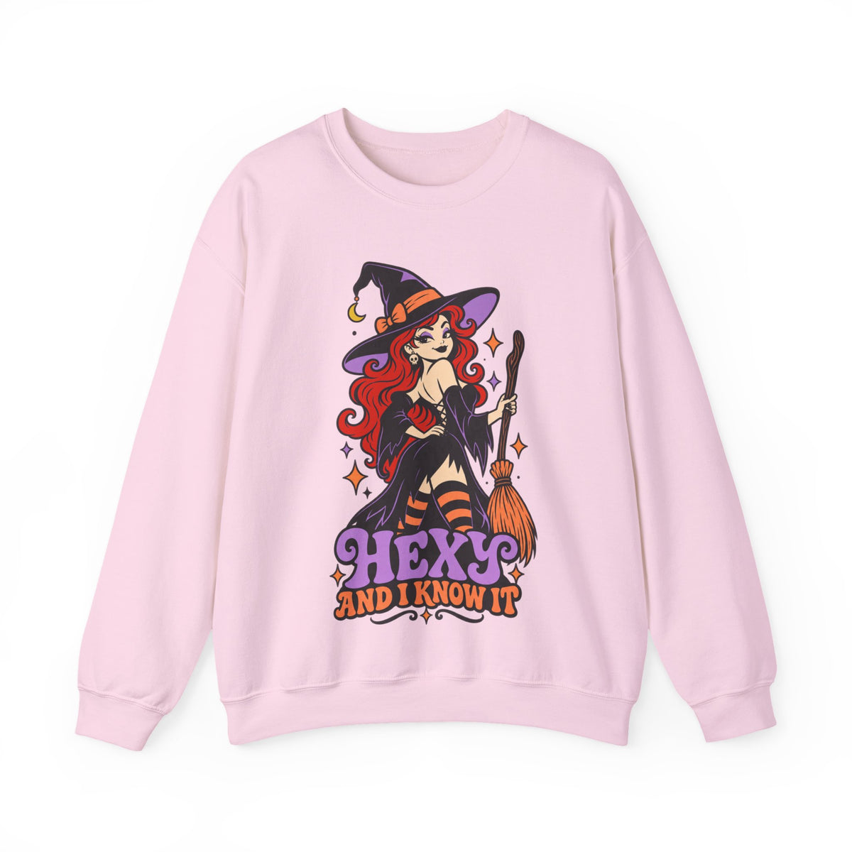 "Hexy and I Know It" Retro Pinup Witch Halloween Crewneck Sweatshirt