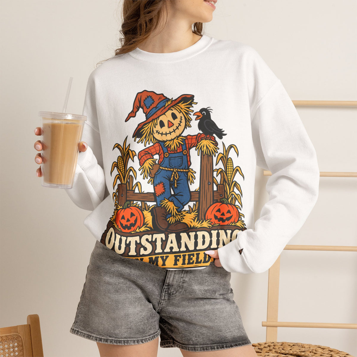 Outstanding in My Field  Scarecrow Crewneck Sweatshirt