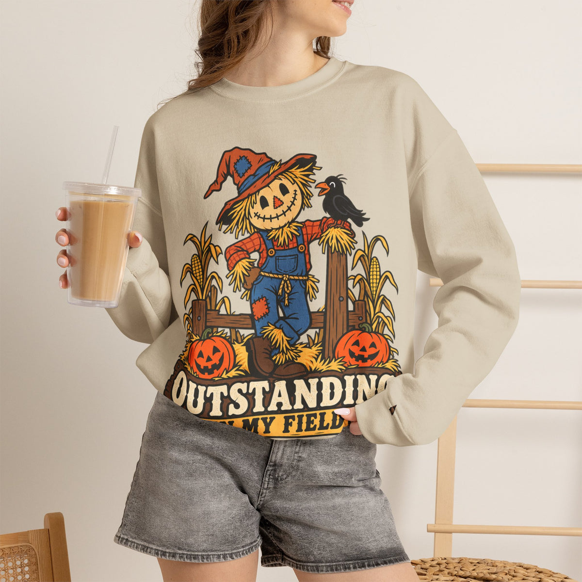 Outstanding in My Field  Scarecrow Crewneck Sweatshirt