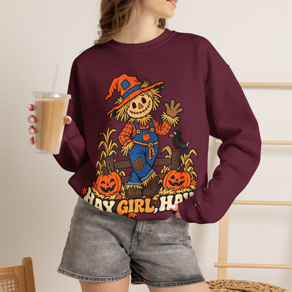 Hay Girl, Hay Scarecrow Crewneck Sweatshirt