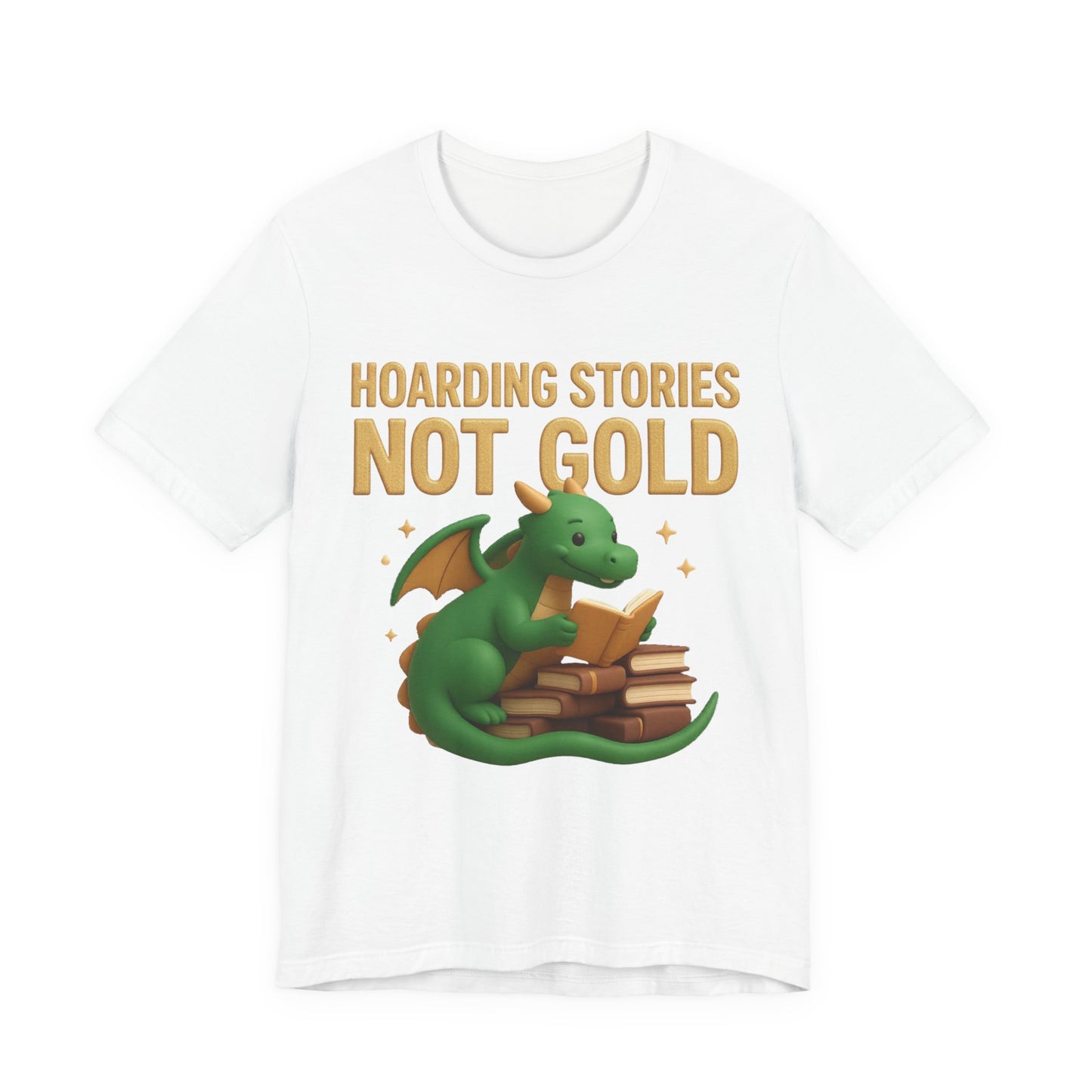 Book Dragon "Hoarding Stories Not Gold" 3D Art Graphic T-Shirt