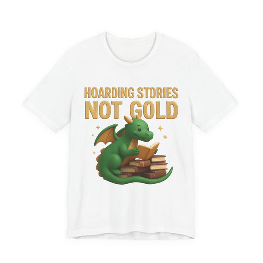 Book Dragon "Hoarding Stories Not Gold" 3D Art Graphic T-Shirt