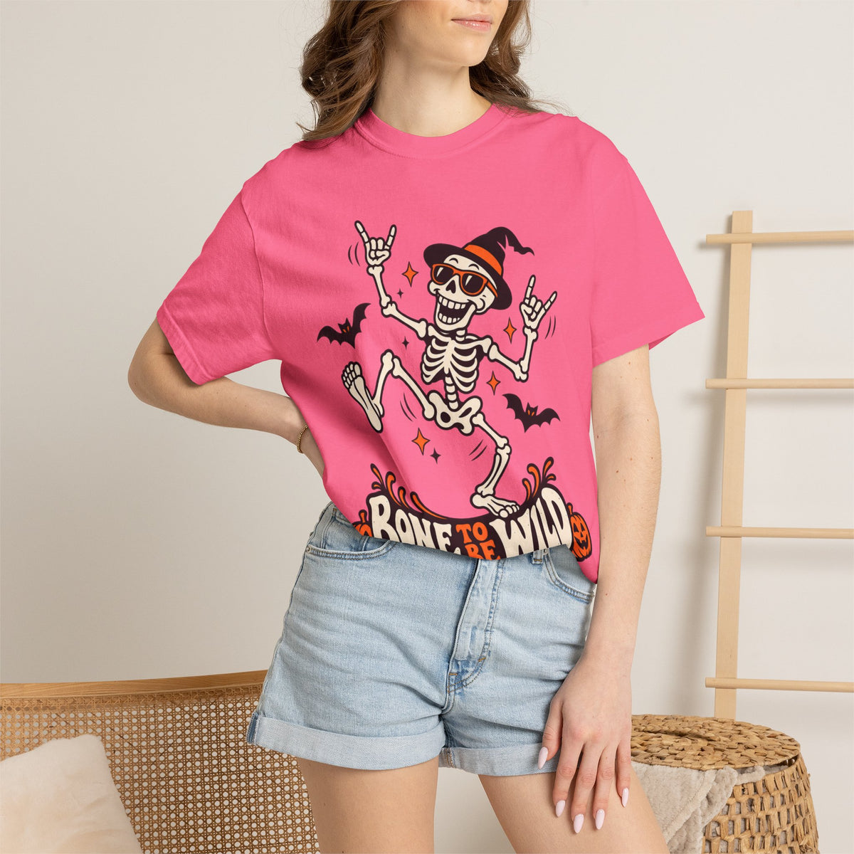 Bone to Be Wild Halloween Skeleton Graphic T-Shirt