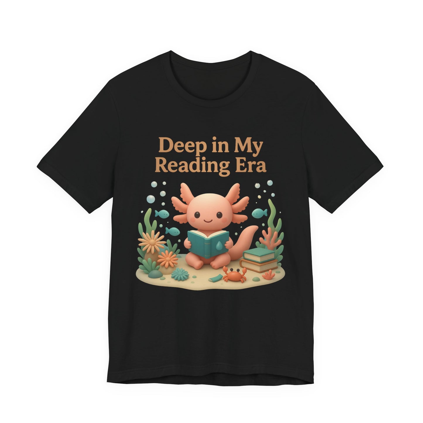 Axolotl "Deep in My Reading Era" 3D Art Graphic T-Shirt