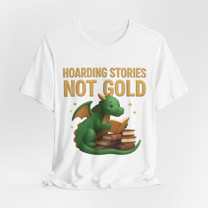 Book Dragon "Hoarding Stories Not Gold" 3D Art Graphic T-Shirt