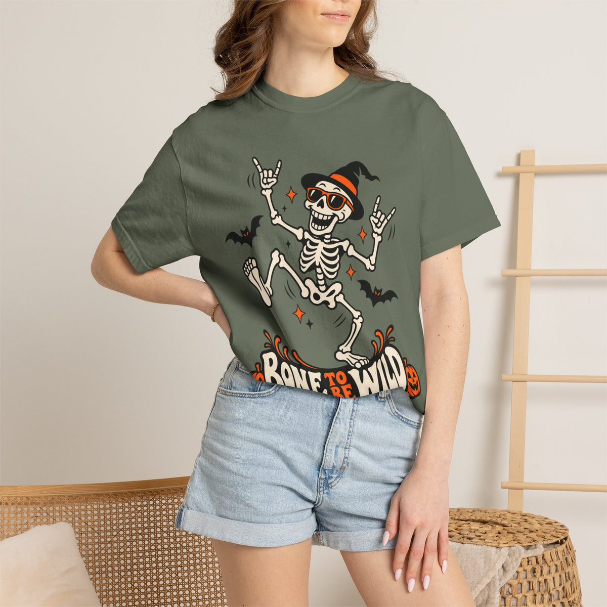 Bone to Be Wild Halloween Skeleton Graphic T-Shirt