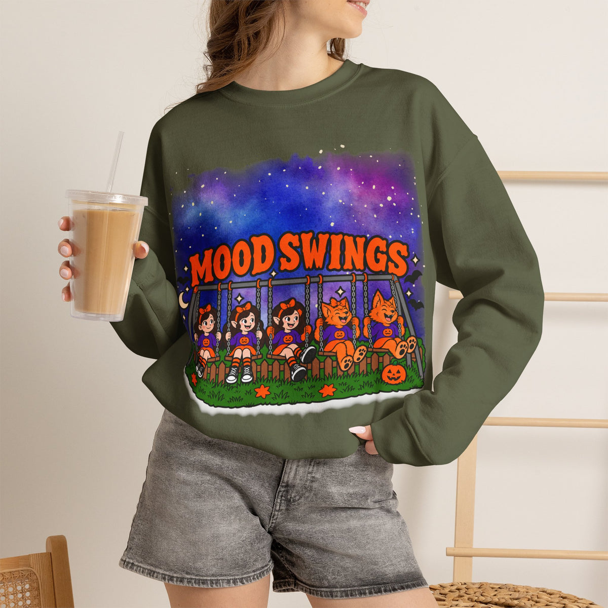 Mood Swings Werewolf Halloween Crewneck Sweatshirt
