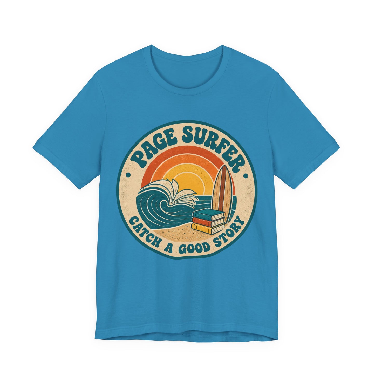 Retro Page Surfer: Catch a Good Story Graphic T-Shirt
