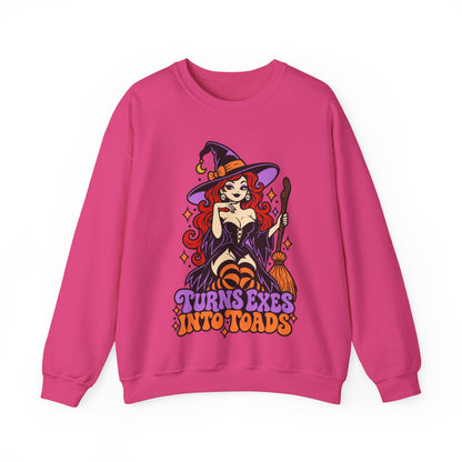 Witchy Crewneck Sweatshirt — "Turns Exes Into Toads" Halloween Graphic
