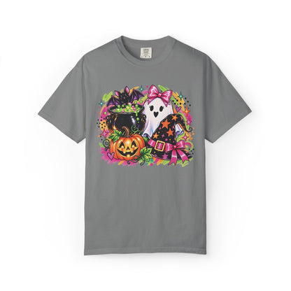 Cute Halloween Ghost, Pumpkin, Witch Hat & Cauldron Graphic T-Shirt