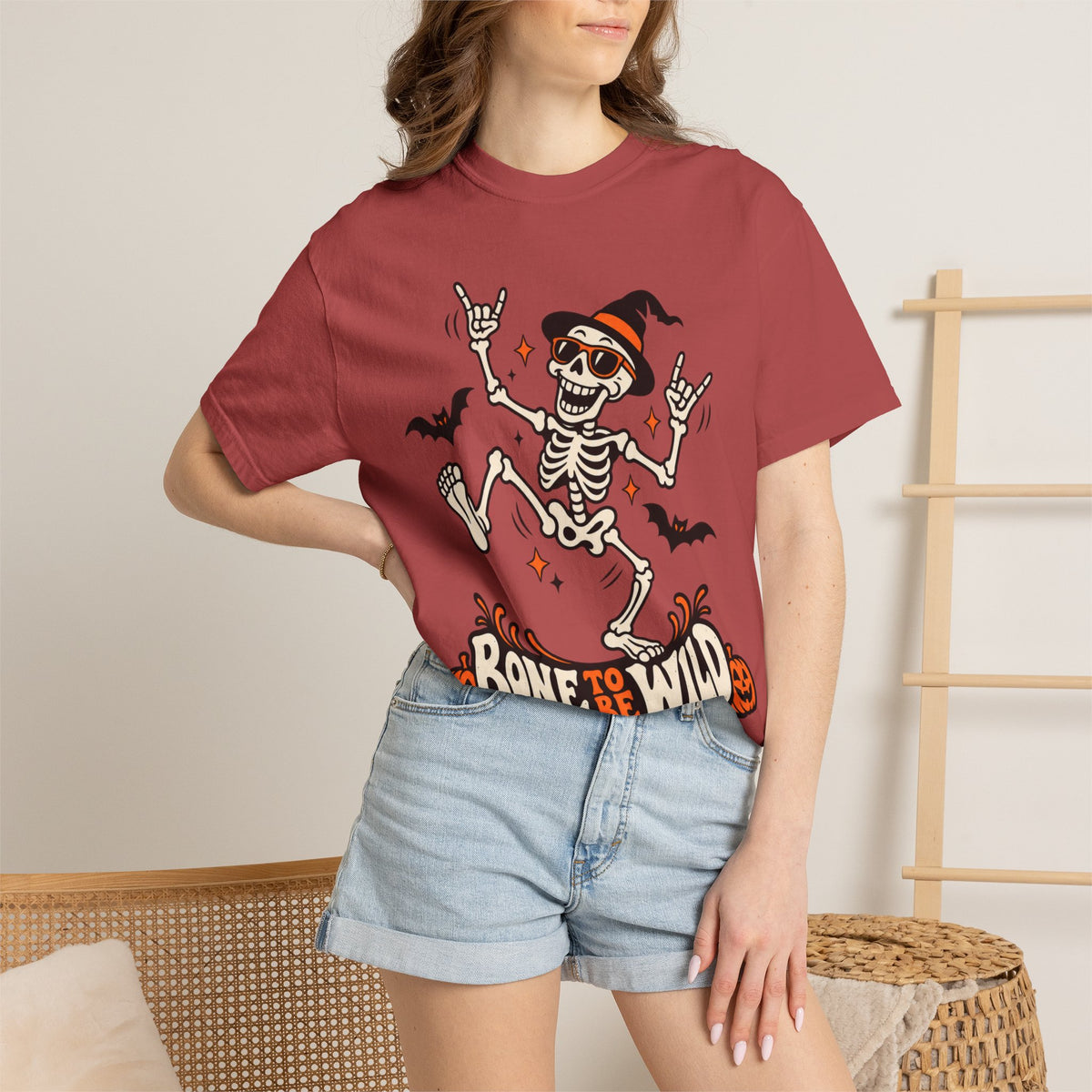 Bone to Be Wild Halloween Skeleton Graphic T-Shirt