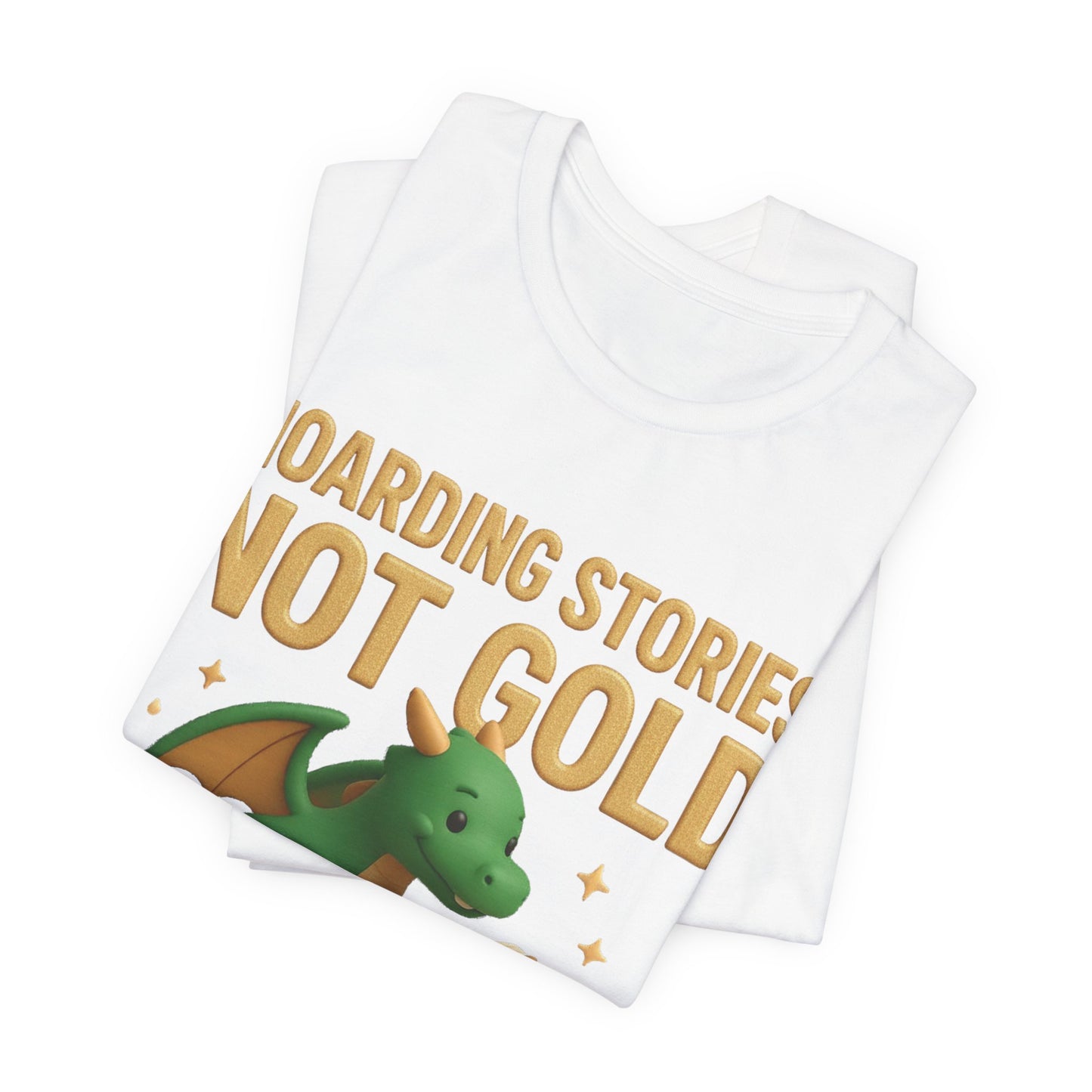 Book Dragon "Hoarding Stories Not Gold" 3D Art Graphic T-Shirt