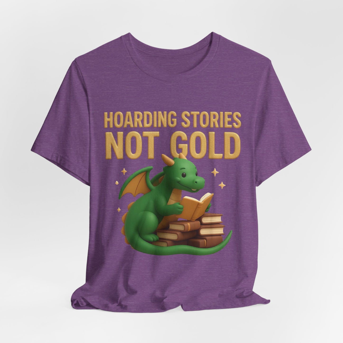 Book Dragon "Hoarding Stories Not Gold" 3D Art Graphic T-Shirt