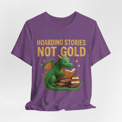 Book Dragon "Hoarding Stories Not Gold" 3D Art Graphic T-Shirt
