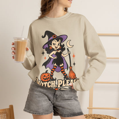 Witch, Please Cute Retro Witch Halloween Crewneck Sweatshirt