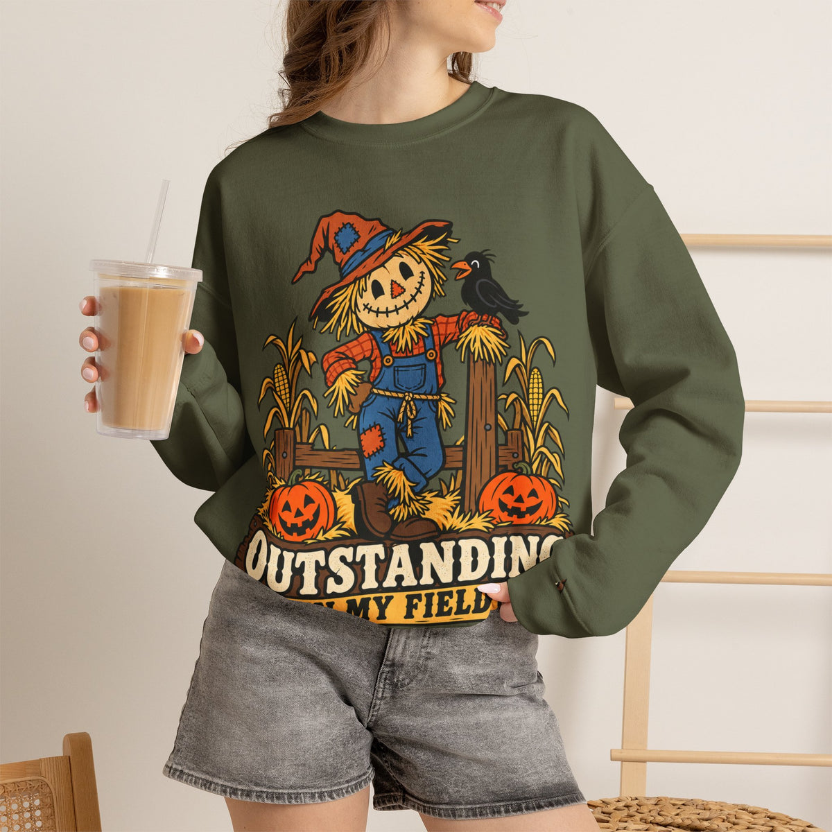 Outstanding in My Field  Scarecrow Crewneck Sweatshirt