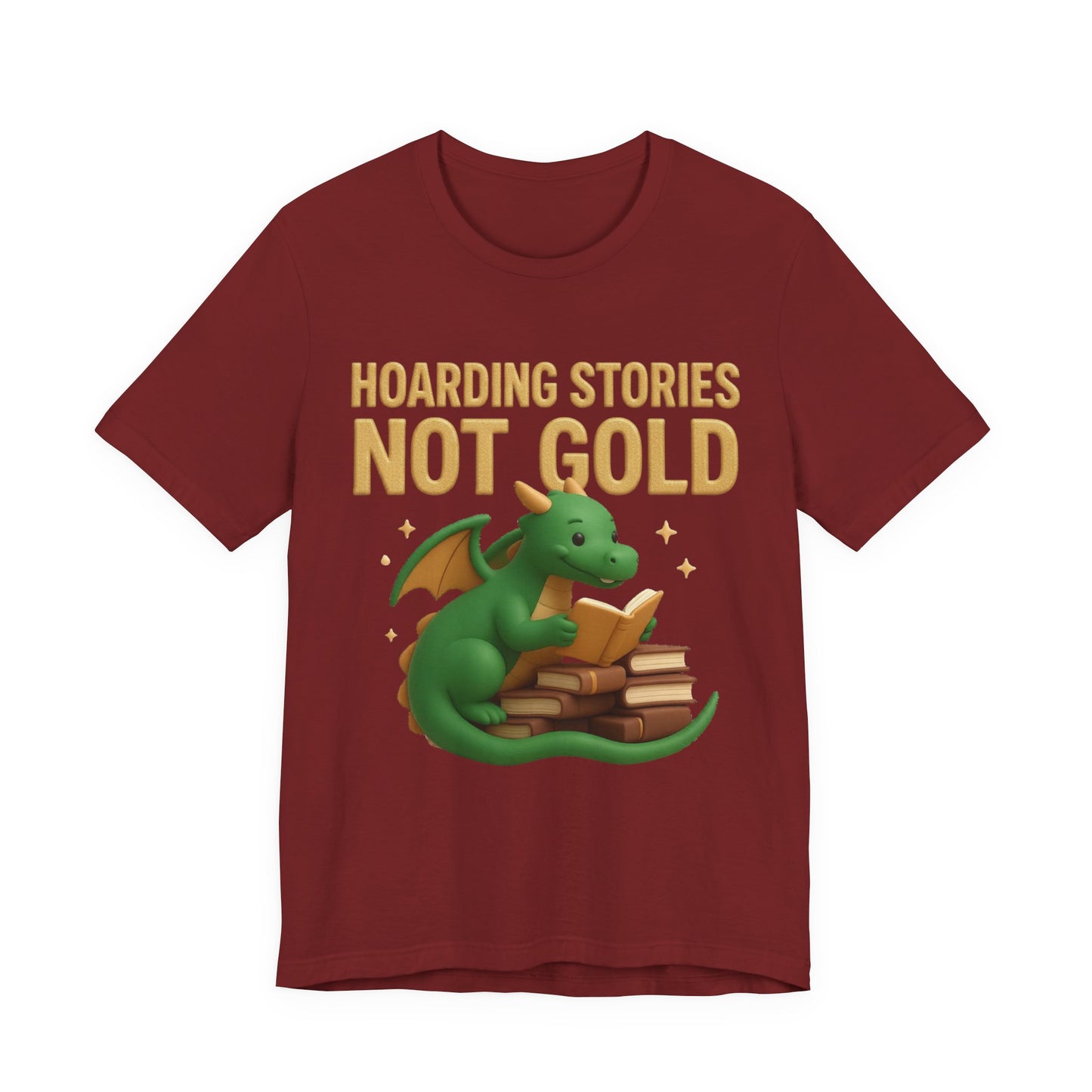 Book Dragon "Hoarding Stories Not Gold" 3D Art Graphic T-Shirt