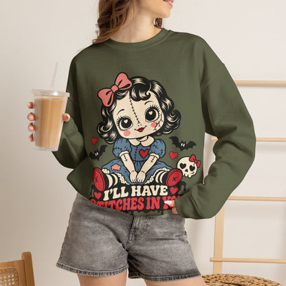 I'll Have Stitches in You Doll Halloween Crewneck Sweatshirt