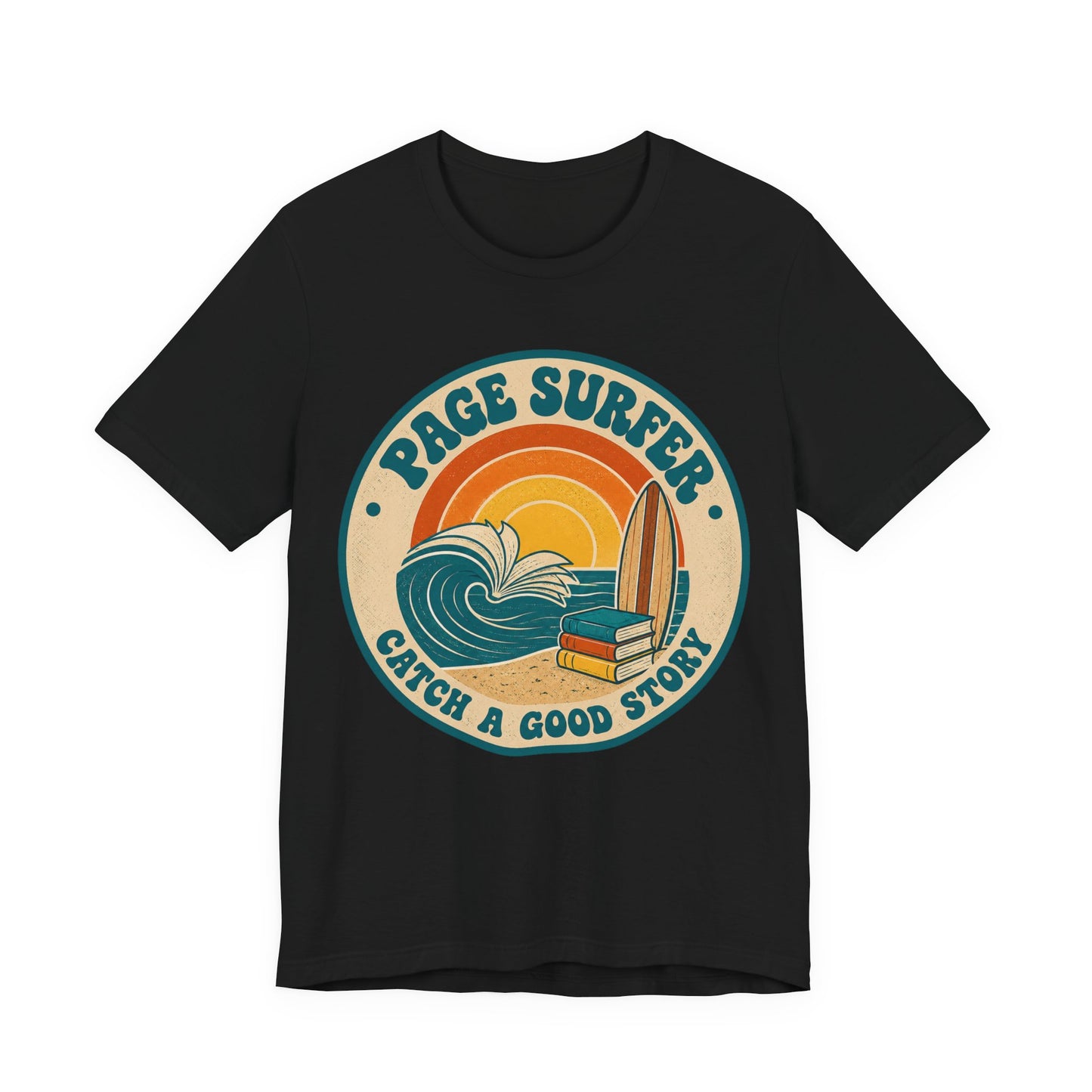 Retro Page Surfer: Catch a Good Story Graphic T-Shirt